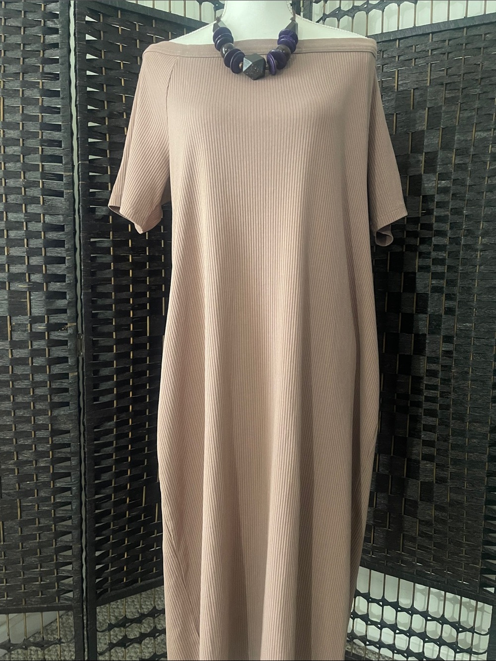 Universal Thread Ribbed Maxi Dress in Taupe